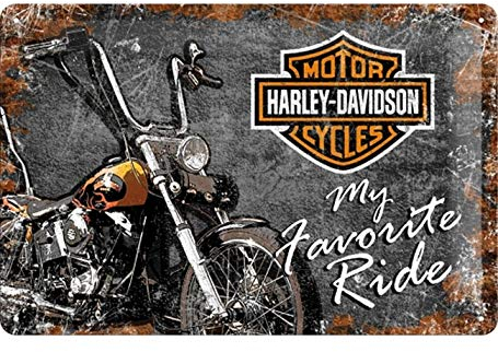 Nostalgic-Art Plaque vintage Harley-Davidson Favourite Ride – Idée de cadeau pour les fans de moto, en métal, Déco design retro, 20 x 30 cm