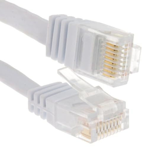 kenable FLAT CAT6 Ethernet LAN Patch Cable Low Profile GIGABIT RJ45 3m White