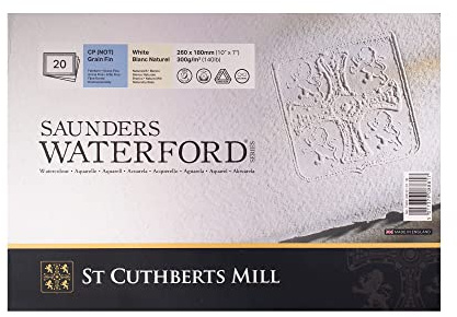 Saunders Waterford Legion Watercolour Block, 140 lb. Cold Press, 7 x 10 inches, White, 20 Sheets (I98-SWB140CP710)