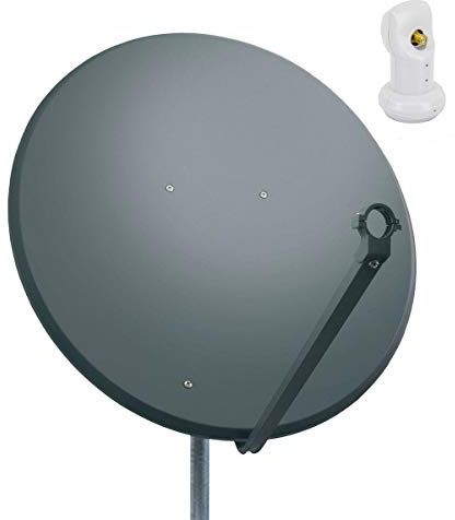 Premium X Satelliten-Komplettanlage 100cm Satellitenschüssel Stahl Anthrazit Sinlge LNB SAT für 1 Teilnehmer