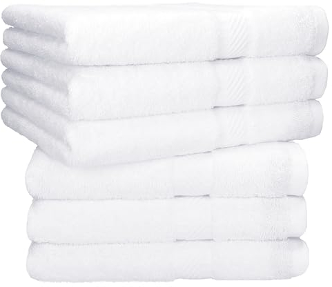 Betz Handtuch 6er Pack Handtücher Set Palermo Größe 50x100 cm 100% Baumwolle - gut trocknend, leichte Qualität - ideal für Sport, Strand, Reisen Farbe weiß