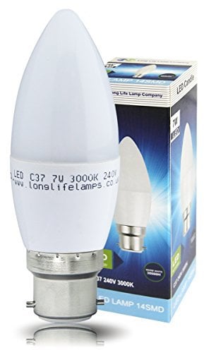 Long Life Lamp Company 4 x High Power LED 7w Candle Light Bulb Frosted Cover B22 Bayonet Cap BC 60w Equivalent