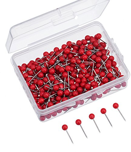 Reißnagel/Pins für Karten, 0,3 cm, klein, 300 Stück rot