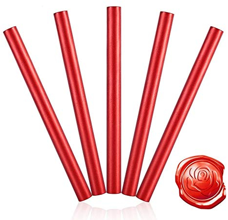 5 Stück Siegel Stempel Wachs Stick zum Versiegeln Vintage Hochzeit Geburtstag Einladungskarten Weiß Elfenbein (Rot)