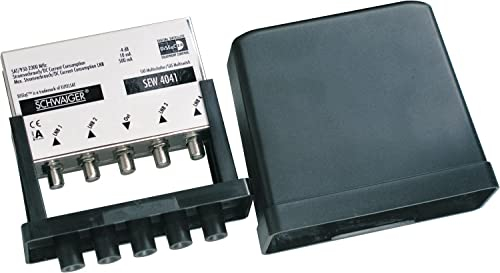 SCHWAIGER SEW4041 211 DiSEqC 2.0 Schalter 4/1 im Wetterschutzgehäuse 4 Satelliten auf 1 Teilnehmer SAT Switch Signal-Umschalter HDTV Full HD Verteiler