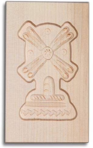 HOFMEISTER® Spekulatius-Form, 100% Made in Germany, plastikfrei backen, Motiv Mühle, Springerle-Formen für Kekse mit Motiv, Plätzchen-Ausstecher, Holz-Model-Backform, 8cm, aus Holz