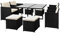 Casaria® Polyrattan Gartenmöbel Set Cube Tisch 120x120cm 4 Stühle 4 Hocker 7cm Auflagen Draußen Platzsparend Wetterfest Terrasse Balkon Möbel Sitzgruppe