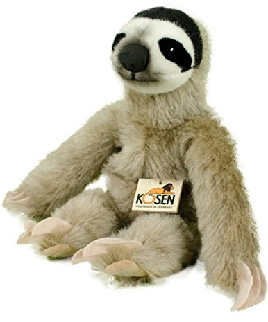 Teddys Rothenburg Kösen, Faultierbaby, 35 cm, sitzend, grau/schwarz/weiß, Mohairfaultier, Stofffaultier