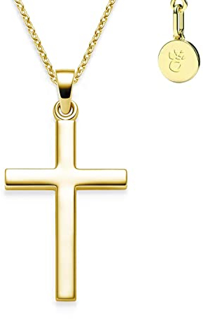 Amoonìc Kreuz Kette Mädchen Jungen Kommunion Gold | Kreuzanhänger Halskette | Kinderschmuck Erstkommunion Taufgeschenk Konfirmation Firmung Geburt Taufe | Goldkette Kreuzkette Taufkette Kinderkette
