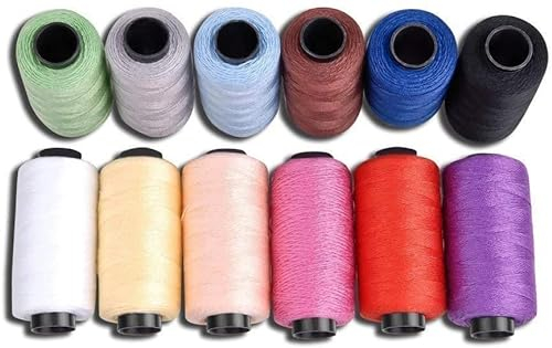 Candora 12 Colors 165 Yards Polyester Sewing Thread Extra Thick for Jeans Leather Bed Blanket Cushion Curtain