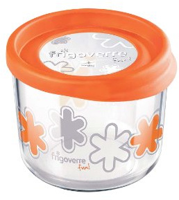 Bormioli Rocco 39140 Frigoverre Fun, rund, Glas, Deckel orange, 12 cm