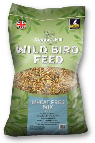 Copdock Mill Wheat Free Wild Bird Seed 20kg – Deters Pigeons – All Year-Round Bird Food – Bird Seed for Small Garden Birds such as Robins, Blackbirds and Sparrows – 100% Natural
