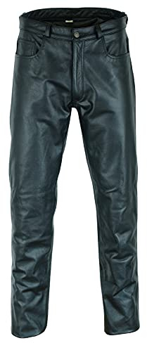 Texpeed Casual Motorcycle Armoured Leather Trousers [AAA Rated] | Black XL | EN 17092 Motorbike Reinforced Garment, EN 1621-1 [Level 1] Flexible Biker Armour, Genuine Cowhide Leather