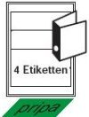 pripa Etiketten für Ordnerrücken breit 190 x 61 mm xl, 50 Blatt A4 selbstklebende Etiketten. Der Einzelbogen ist aufgeteilt in 4 Etiketten pro Bogen = 200 Etiketten/Pack