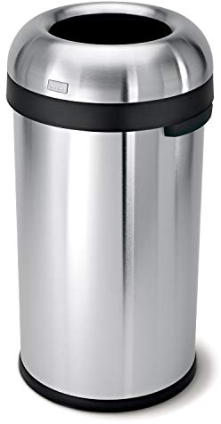 simplehuman, poubelle ronde ouverte, acier épais inoxydable brossé, 60 litres