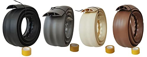 netproshop Fußboden Kabelkanal 1,83m lang PVC Flexibel, Selbstklebend, 75,2x17,4mm, Farbe:Braun