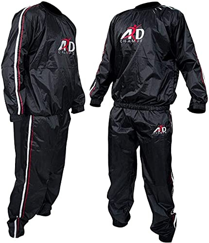 Heavy Duty Sweat Suit Sauna Exercise Gym Suit Fitness Weight Loss Anti-Rip (XXL, Black)