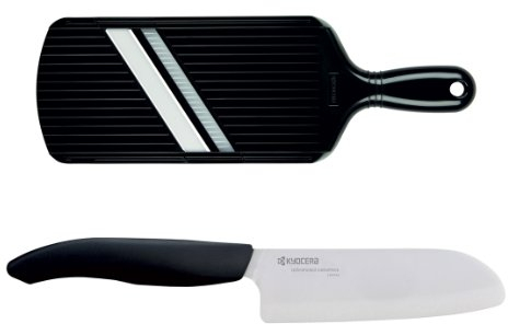 Kyocera Keramikmesser Set- Kochmesser 14cm + Juliennehobel Fb. schwarz in Weihnachts-Geschenkverpackung