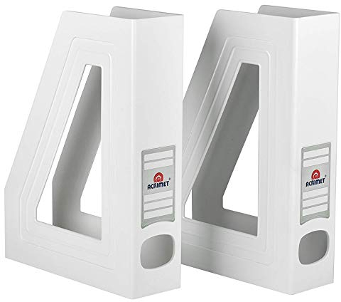 Acrimet Porte-Revues, Support Durable, Organisateur pour Dossiers pour Bureau (Plastique) (Couleur Blanc) (Lot de 2)