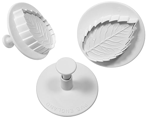 PME RLL657 Emporte Pièce à Poussoir Feuilles de Rosier Nervurées, Plastique, Blanc, 4.5 x 4.5 x 4 cmRLL657