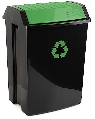 Tatay Cubo de Reciclaje, 50 L de Capacidad, Tapa Basculante, Polipropileno, Libre de BPA, Anti UVA, Color Verde, Medidas 40.5 x 33.5 x 57.5 cm