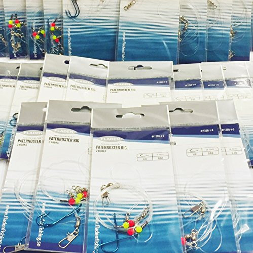 FLADEN (Min of 23 Packs of PATERNOSTER FLAPPER BOAT RIG - 2 Hooks - Sea Fishing Lure Rigs (Size 1/0) - Excellent Deep Sea Rig for Mackerel and Cod [17-1258-1/0-25]