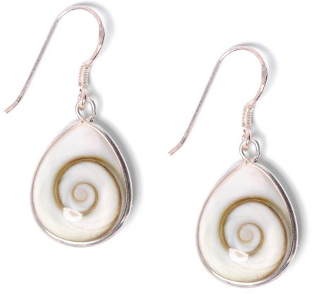 81stgeneration 925 Sterling Silber Shiva Eye Muschel Tropfen Ohrhänger – Natürliche Muschel