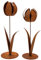 Rostikal 2er Deko Set Blumen Deko 27 cm und 30 cm Gartendeko Rost Vintage Deko Tischdeko