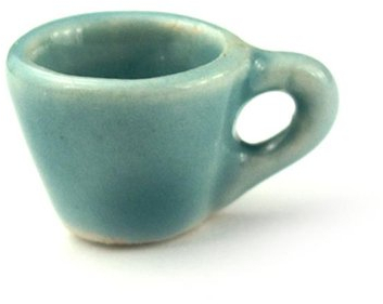 MyTinyWorld 3 x Dolls House Miniature Aquamarine Ceramic Tea Cups
