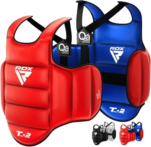 RDX Boxing Chest Guard Reversible, Kickboxing MMA Muay Thai Body Protector, Sparring Training Heavy Punching, Adjustable Strike Shield, Martial Arts Upper Belly Ribs Protection Pad, Taekwondo TKD Vest