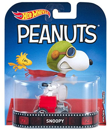 Hot Wheels Snoopy Fahrzeug, Druckguss, Maßstab 1:64, rot, drinnen, ab 3 Jahren