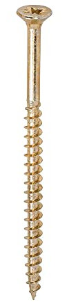 TIMCO Solo Chipboard & Woodscrews - Gold - 6.0 x 100 - Box of 100 - A single thread woodscrew mainly used in various types of timber and man-made boards or into masonry with the use of plastic plug