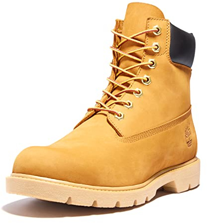 Timberland Men's 6 Inch Basic Waterproof Boots with Padded Collar, Wheat Nubuck V1, 7 Wide