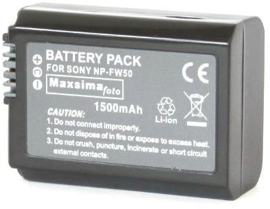 Maxsima - NP-FW50, FW50, NPFW50, Compatible Camera Camcorder Battery Pack, 1500mAh , for Sony NEX Cameras