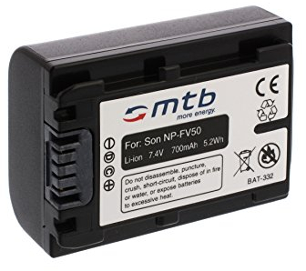 Batterie NP-FV50 Compatible avec Sony HDR-CX180, CX190, CX200, CX210, CX300, DR-CX305, CX350