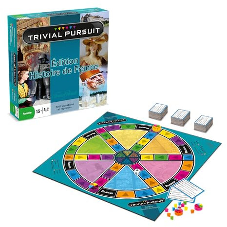 Winning Moves Trivial Pursuit Histoire de France 15 Ans+ - Jeu Carte Enfant Histoire de France - Jeu Quizz - Jeu de Voyage - Jeu Educatif - Cartes Educatives - Jeux Quizz