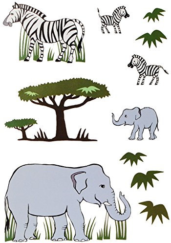 alles-meine.de GmbH 11 TLG. Set: Fensterbilder/Sticker - Zebra & Elefanten - Fensterbild Aufkleber für Kinderzimmer - Kinder - Wandtattoo Wandsticker Fensterfolie - Zootier..