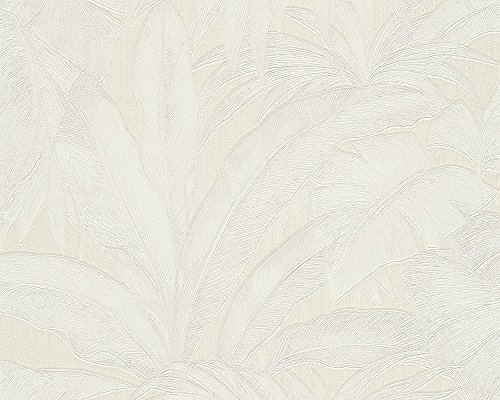VERSACE wallpaper Vliestapete Giungla Luxustapete mit Palmenblättern Dschungel 10,05 m x 0,70 m creme metallic Made in Germany 962402 96240-2
