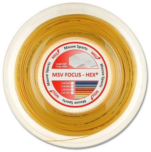 MSV Unisex – Erwachsene Focus-Hex Tennis-Saite, gelb, 1.18 mm