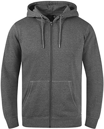 !Solid SDBerti Zip-Hood Herren Sweatjacke Kapuzenjacke Hoodie mit Kapuze Reißverschluss Kängurutasche Baumwollmischung Regular fit, Größe:L, Farbe:Grey Melange (8236)