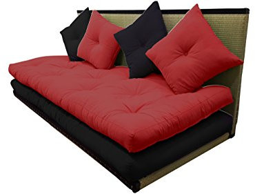Futon On Line Tatami Sofa rot-Schwarz, 80x200 cm.