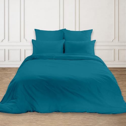 Rohi Easy Care plain Super King Duvet Cover set – Soft & Breathable Teal Bedding Set – Button Closure – Anti Allergy Quilt Cover Set with Pillowcases (Super King, Teal)