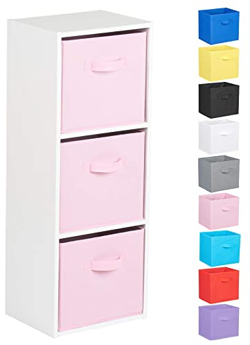 Hartleys 3 Tier White Cube Unit - Pink Storage Boxes