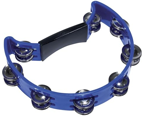 Fame Hand Tambourine, Blau, Doppelreihige Stahl-Schellen, Halbmondform, Robuster Kunststoff, Einzigartiger Sound, Ideal für Musikliebhaber und Performer