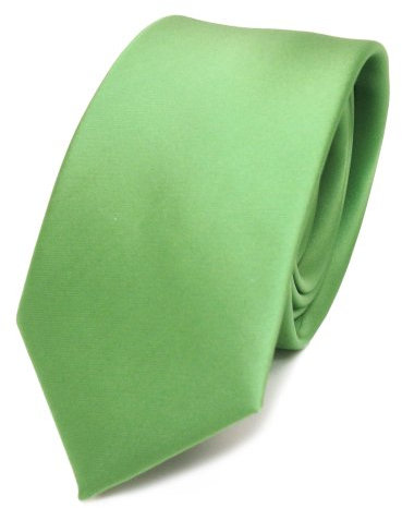 TigerTie Herren Krawatte 6 cm schmale Satin Tie in grün hellgrün gelbgrün einfarbig uni Business, festliche Veranstaltungen und Freizeit