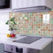 banjado Küchenrückwand Glas ohne Bohren 110x55cm – Glasrückwand Küche mit Motiv Grüne Fliesen/Spritzschutz Küchenrückwand Glas/selbstklebende Küchenrückwand Platte - magnetisch & beschreibbar