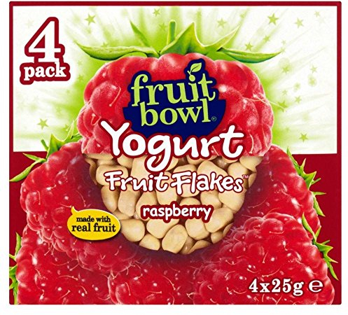 Fruit Bowl Fruit Flakes Raspberry with a Yogurt Coating (4x25g) - Pack of 6