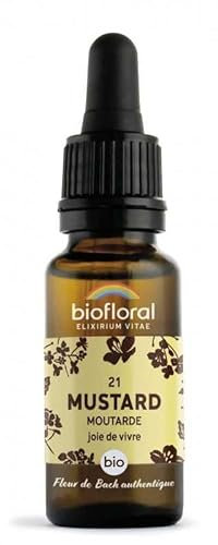 BIOFLORAL - 21 Mustard, Moutarde BIO DEMETER - Joie de Vivre - Fleur de Bach Authentique - Compte-gouttes 20 ML