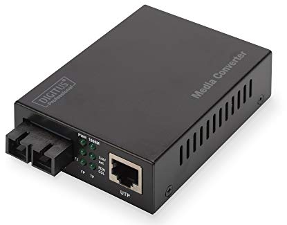 DIGITUS Convertitore multimediale, Multimodale, Gbit Ethernet, RJ45 / SC, Lunghezza d'onda 850nm, Fino a 0,5 km, Nero