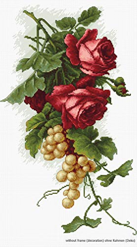 Luca-S Kreuzstichset Rote Rosen mit Trauben, Zählmuster, 20x33cm